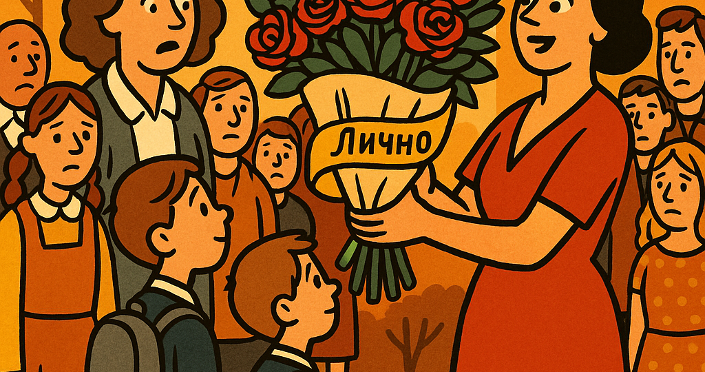Одна мама провела на 1 сентября операцию «Я — лучшая мама класса». Подговорила всех прийти без цветов, а сама заявилась с охапкой роз