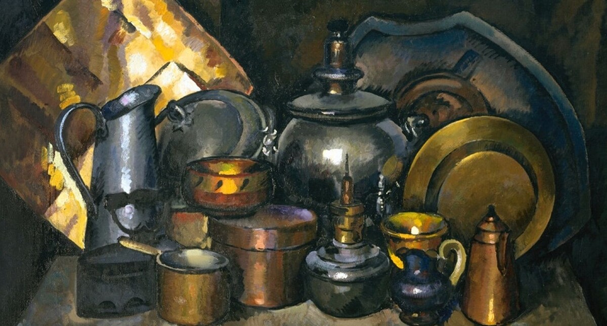 Илья Иванович Машков, «Натюрморт с самоваром (Медная посуда)». Из собрания Государственного Русского музея