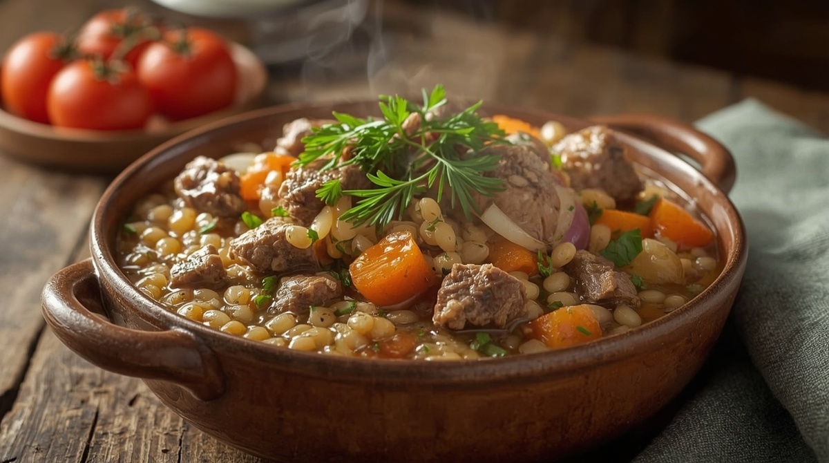 Перловая каша с мясом и овощами