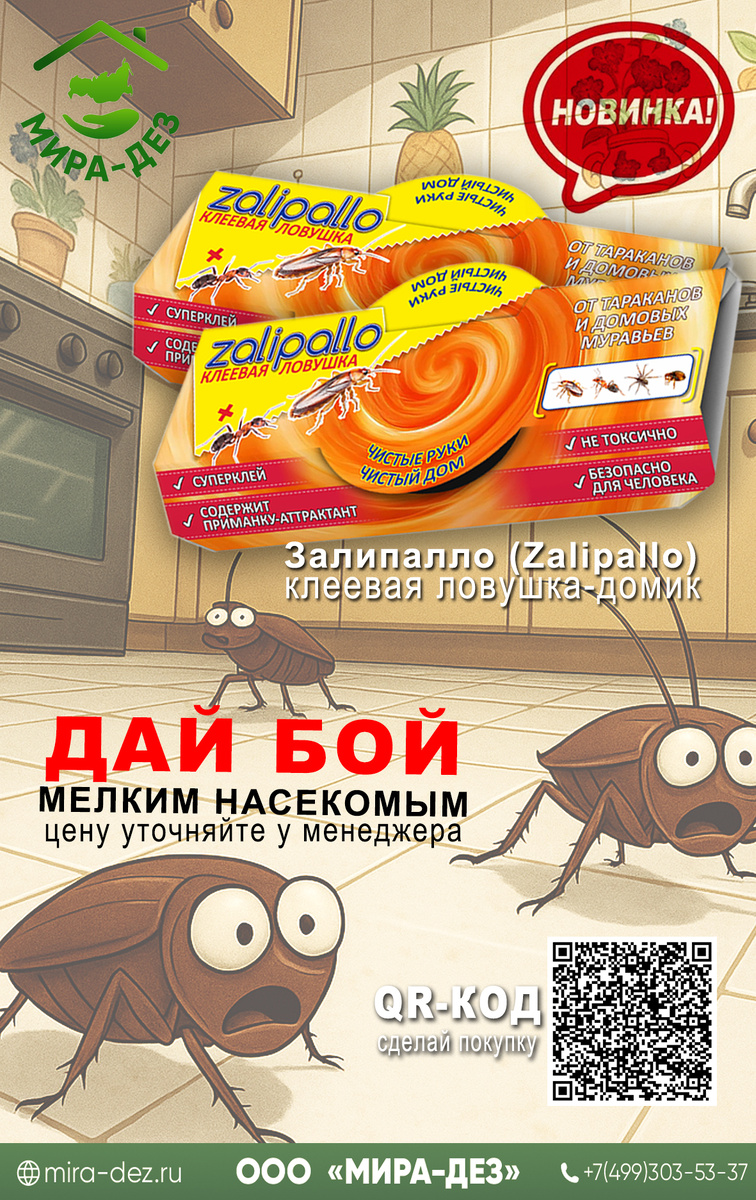  
Ссылка на данную позицию ниже 👇
https://mira-dez.ru/product/zalipallo-zalipallo-kleevaja-lovushka-domik-ot-tarakanov-i-muravev/
 
ПРИВЛЕКАТЕЛЬНАЯ ЦЕНА ПРИ БОЛЬШОЙ ЗАКУПКЕ ОПТОМ ‼
В НАЛИЧИИ‼
ЖДЁМ ВАШИХ ЗАЯВОК😃

 
(Реклама) ЕРИД: 2VtzqwiRiqW, ООО "Мира-Дез", 
