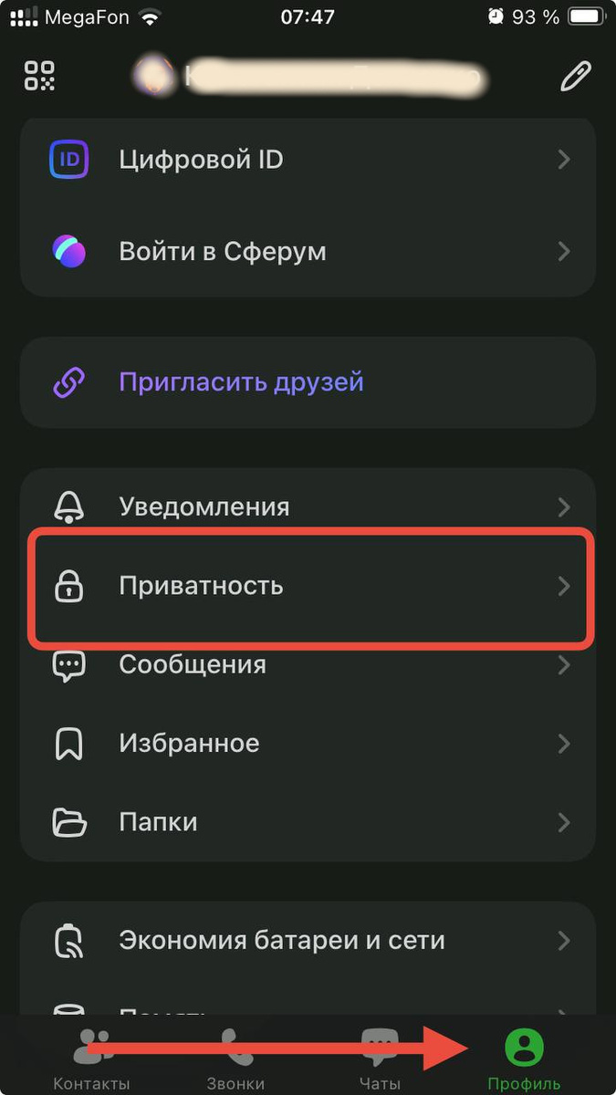 Настройки приватности в мессенджере Max