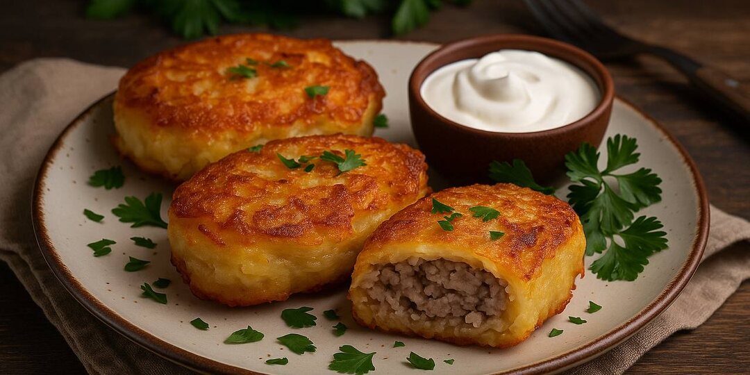Сочные драники с мясом и сметанным соусом: вкус, от которого не оторваться