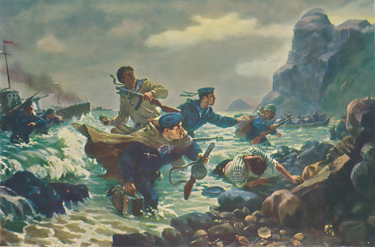 Десант на остов Шумшу. Художник Андрей Плотнов