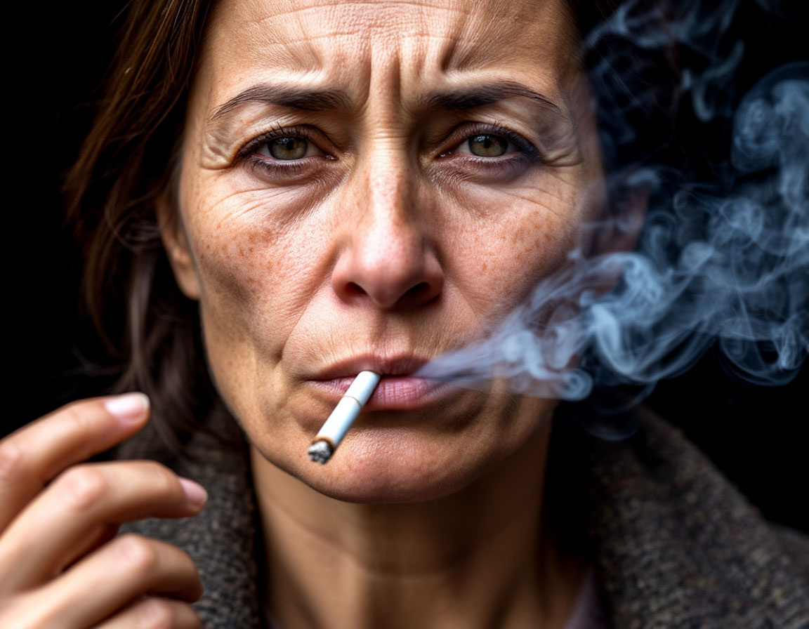 50 лет. Незаметно, но верно, кожа курящей женщины будет стареть. 