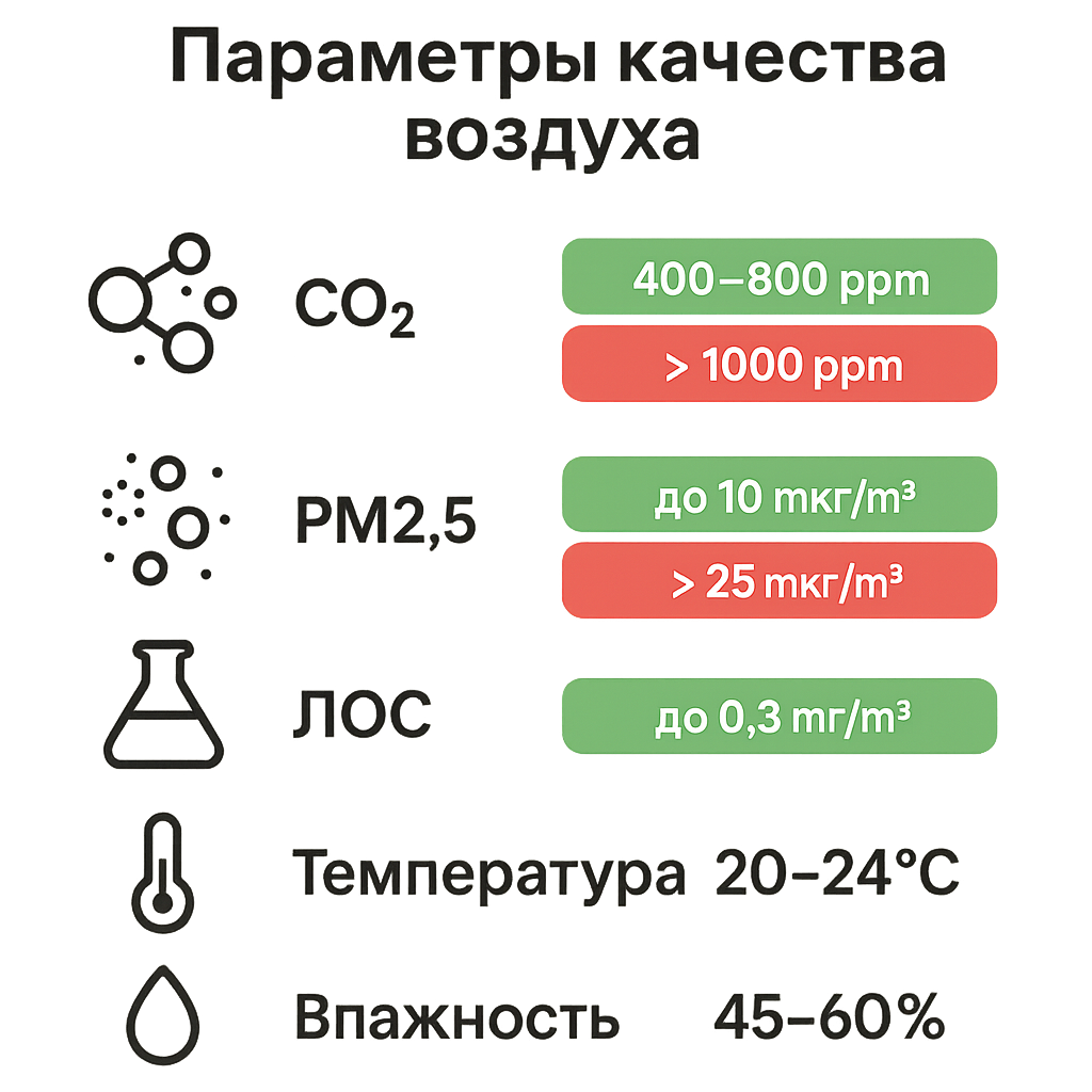 Инфографика: параметры качества воздуха