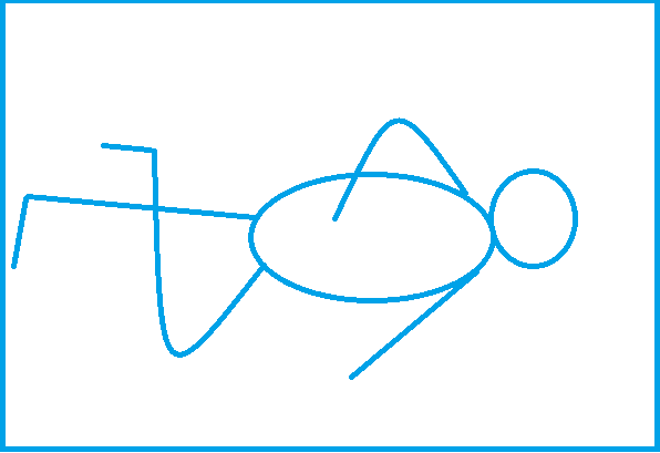 Схема позы Тибо: левая нога сильно согнута в колене и высоко "закинута" на правую ногу.