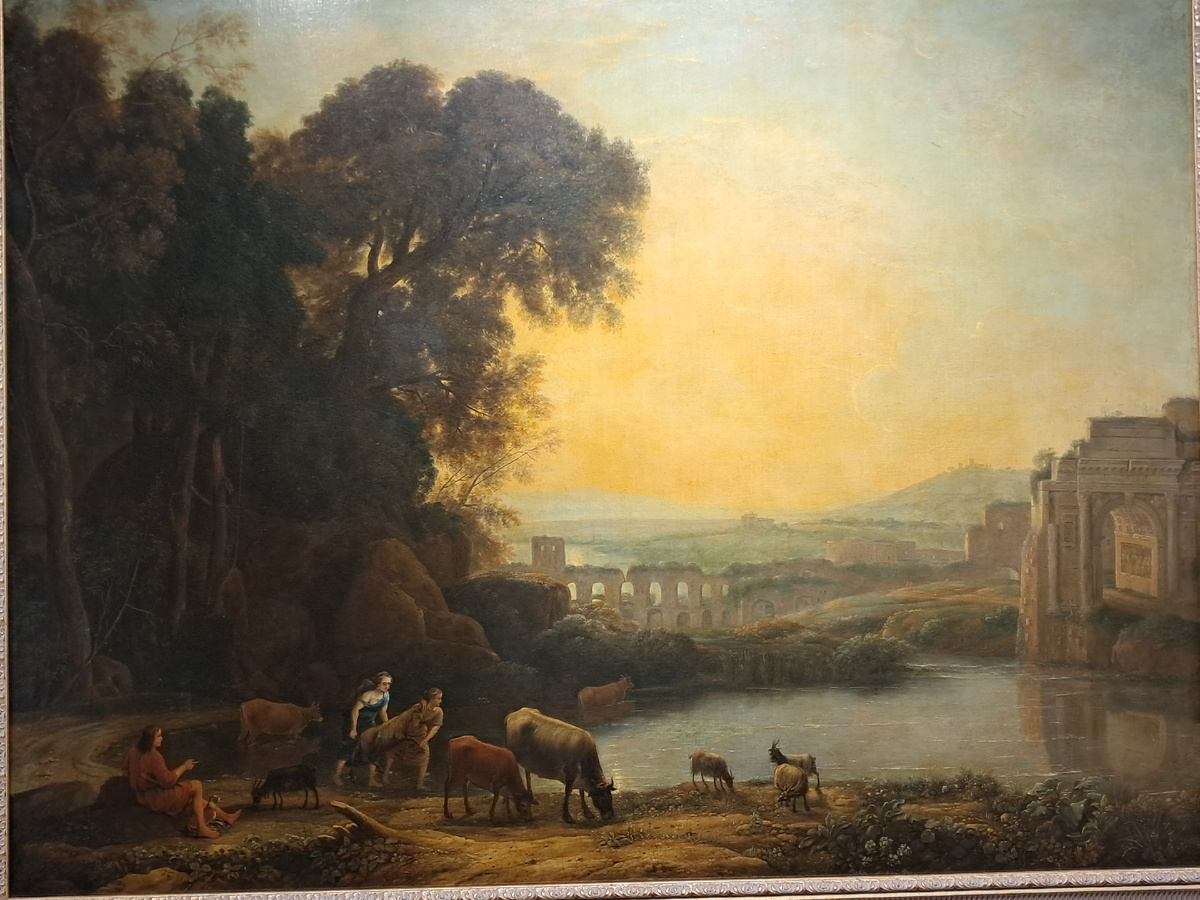 Клод Лоррен 1600, Лотарингия 1682, Рим "Пейзаж, с аркой Тита (Вечер среди руин. Упадок. Римской империи) XVII Bek."