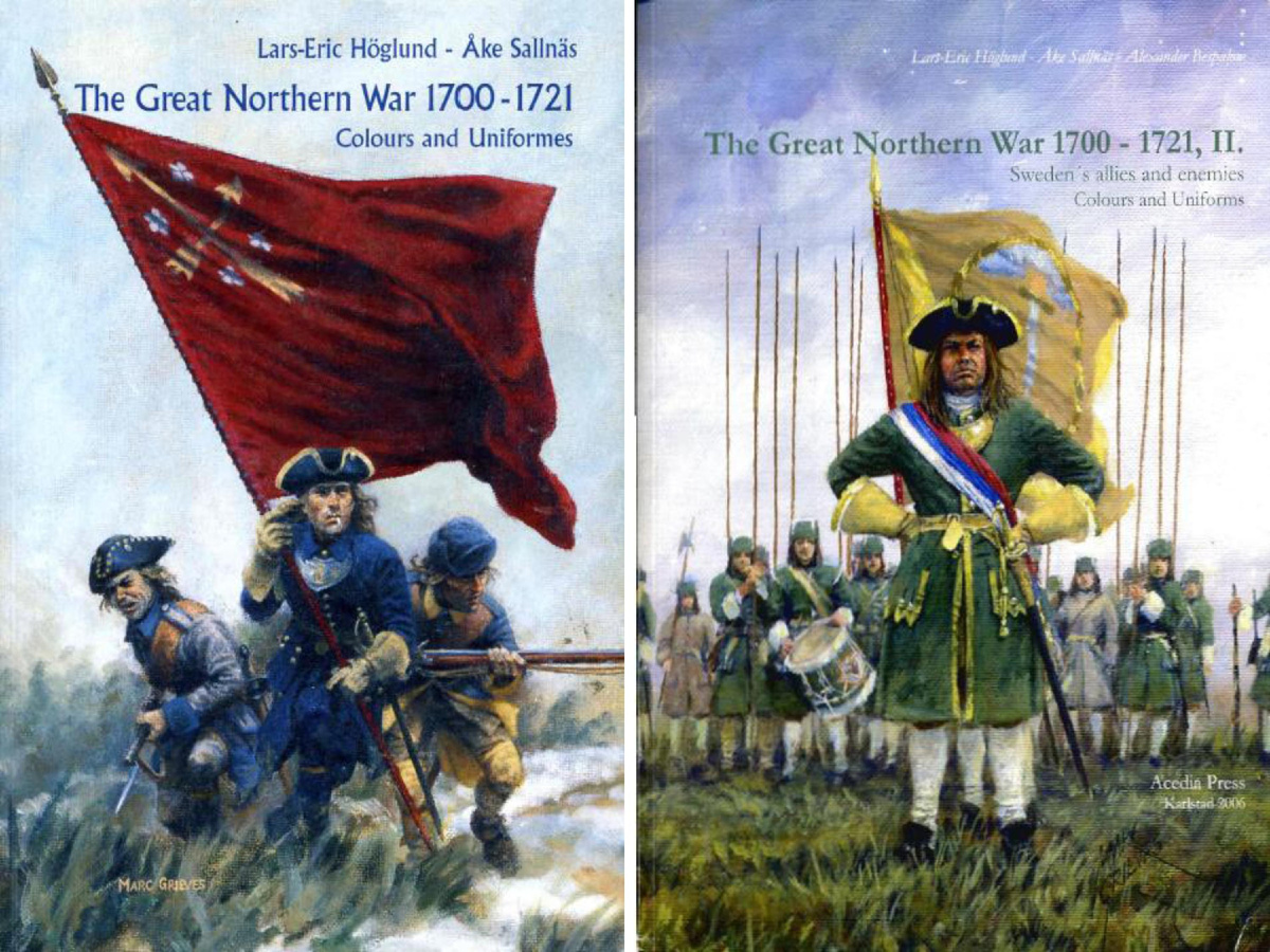 Первый альбом : "The Great Northern War 1700 - 1721 Colours and Uniforms" / "Великая Северная война. 1700 - 1721 Цвета и Униформа" (Швеция) : Lars-Eric Höglund , Åke Sallnäs - Acedia Press , Karlstad , Sweden 2000. Второй альбом : "The Great Northern War 1700 - 1721, II . Sweden's allies and enemies . Colours and Uniforms" / "Великая Северная война. 1700 - 1721, 2-я часть. Шведские враги и союзники. Цвета и Униформа" : Lars-Eric Höglund , Åke Sallnäs , Alexander Bespalov - Acedia Press , Karlstad , Sweden 2006. Ссылка: https://sassik.livejournal.com/466838.html