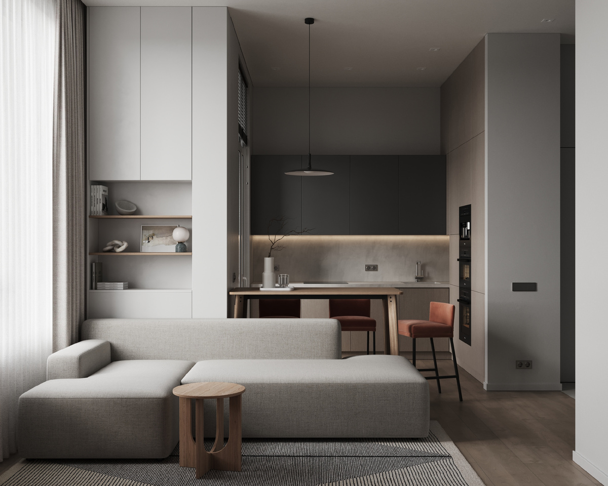 Кухня-гостиная из проекта в ЖК "Символ"