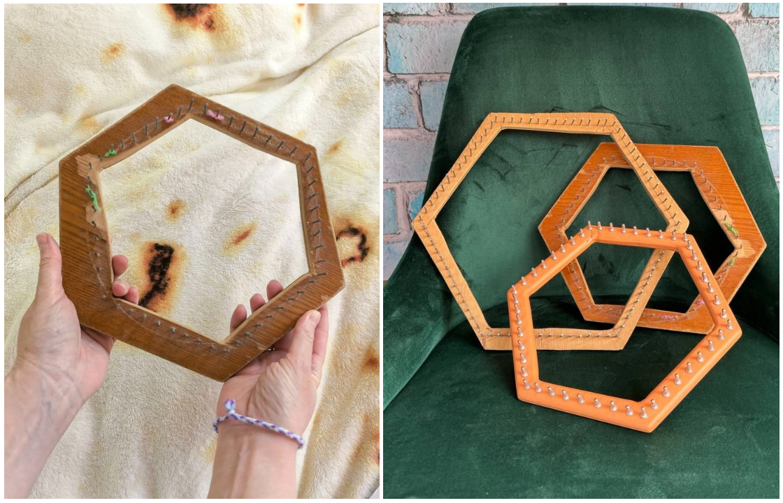 Моя первая рамка, сделанная дядей из дверцы шкафа. И первые рамки из дерева для мастер-классов