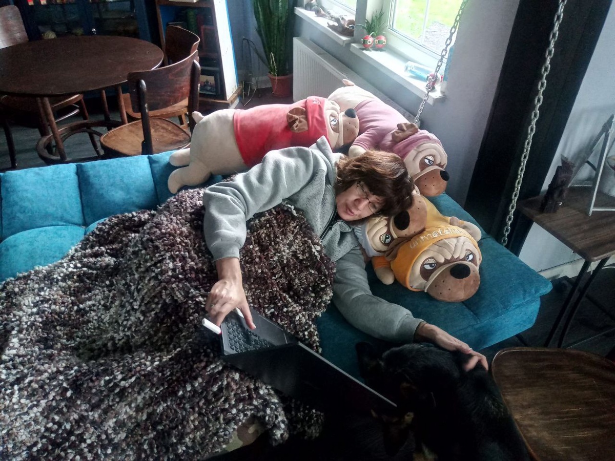 Бульдоги-подушки оказались очень удобными!