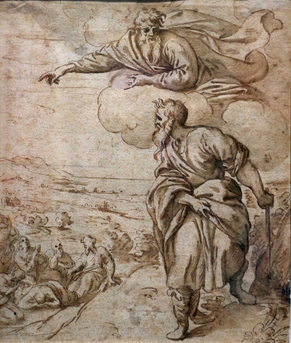 Предполагаемая картина Франса Пурбуса Старшего (ок. 1565–1580), изображающая Бога израильтян, который показывает Моисею Землю обетованную. Фото из открытого доступа.