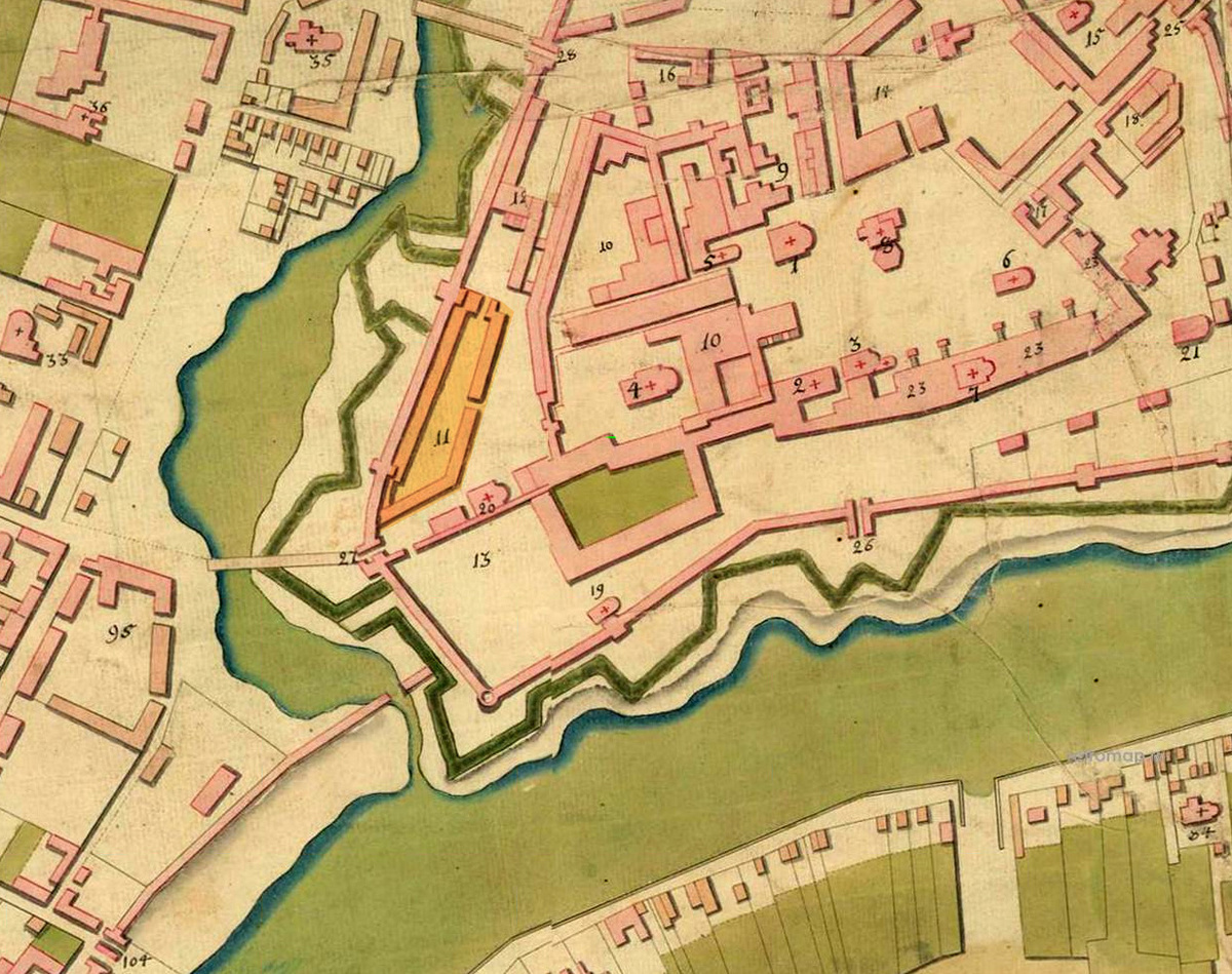 Конюшенный приказ на карте Москвы середины ХVIII в.