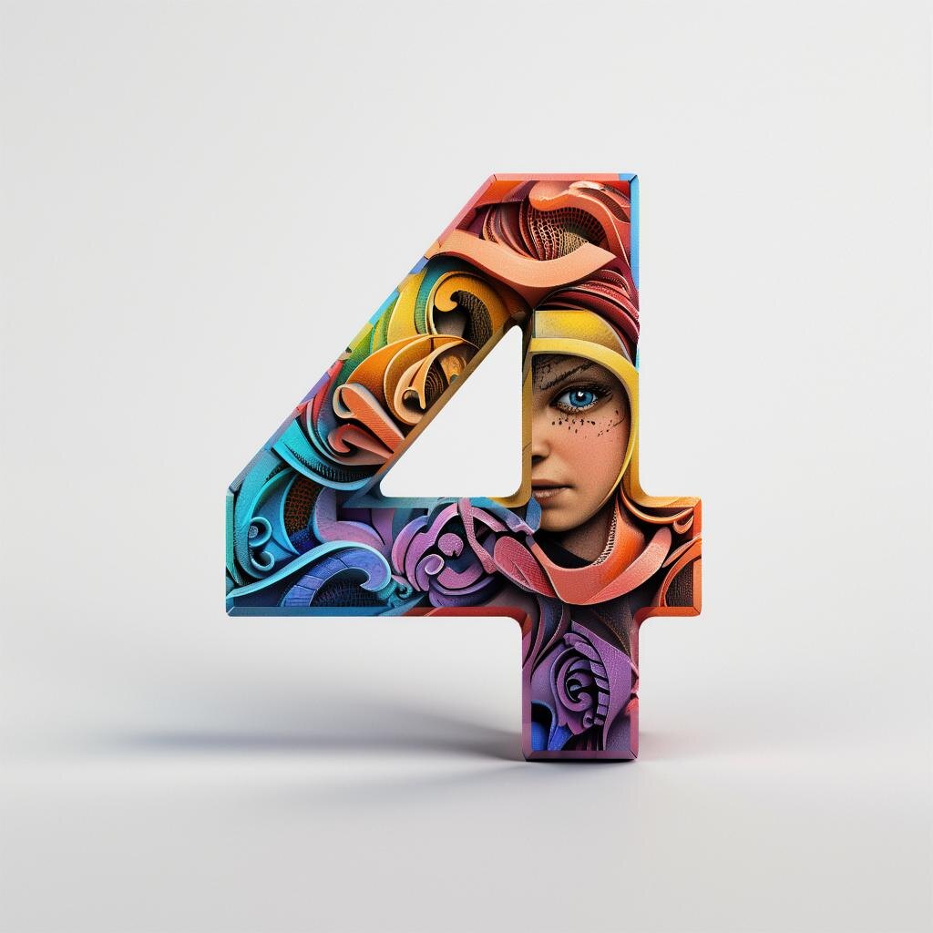 Число 4. Иллюстрация сгенерирована нейросетью