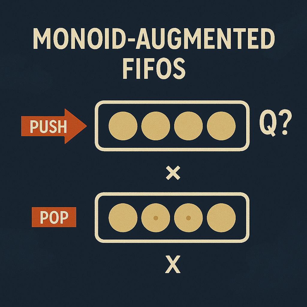 На картинке показана схема работы очереди FIFO с операциями push и pop, где элементы представлены кружками, а вычисления обозначены символом умножения.