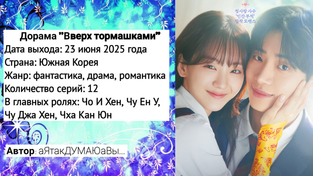 Коллаж создан автором этой статьи. В нем использован постер дорамы "Вверх тормашками" 2025 года. Источник:  https://ru.kinorium.com/12322980/gallery/poster/?photo=54846075