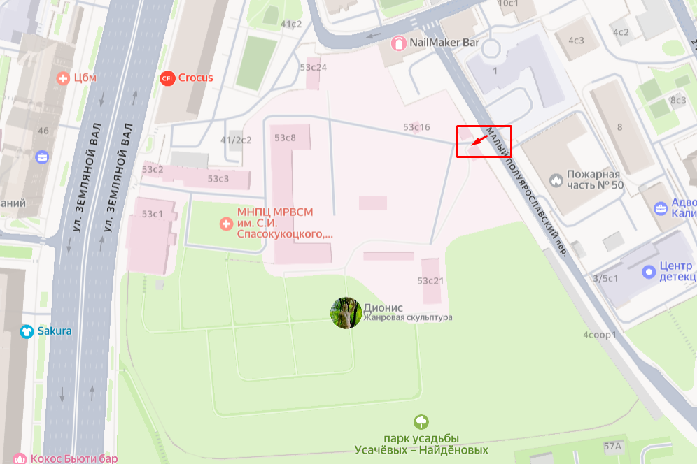 Расположение входа на карте. Источник: Яндекс Карты 