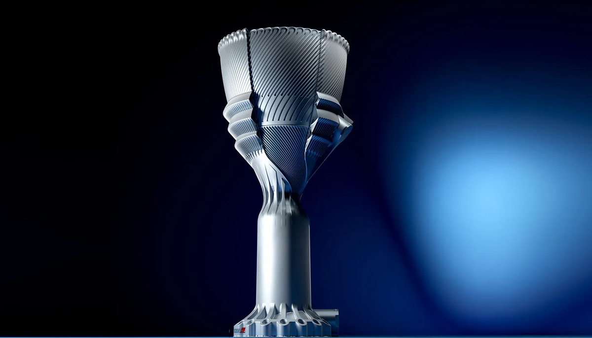 Сенсация 2024 года от LEAP 71 и Eplus3D: самый большой в мире жидкостный ракетный двигатель, напечатанный целиком на 3D‑принтере из сплава AlSi10Mg. Спроектирован без участия человека с помощью большой вычислительной модели Noyron RP на основе ИИ. Двигатель имеет высоту более 1,3 м и обеспечивает тягу в 200 кН. © LEAP 71