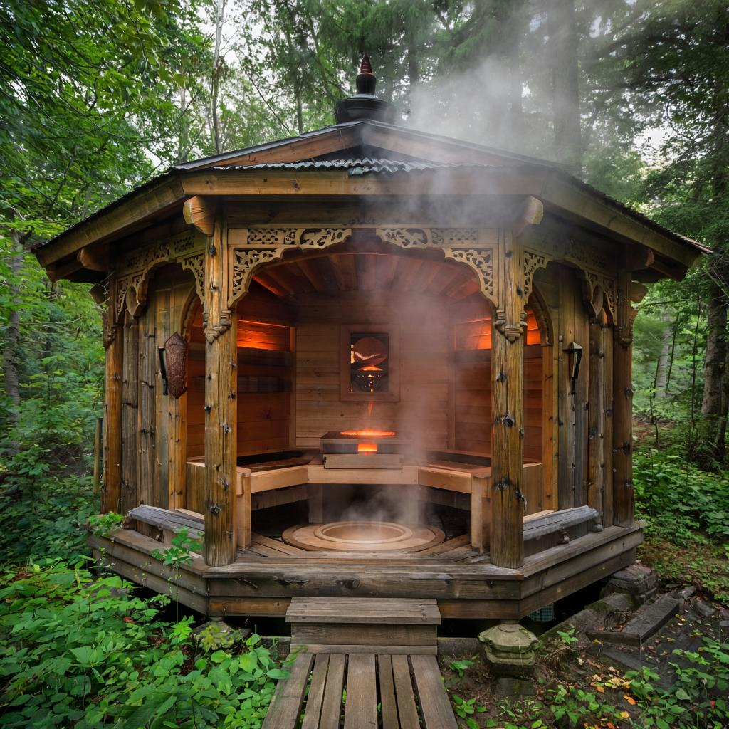 Красивая баня в лесу