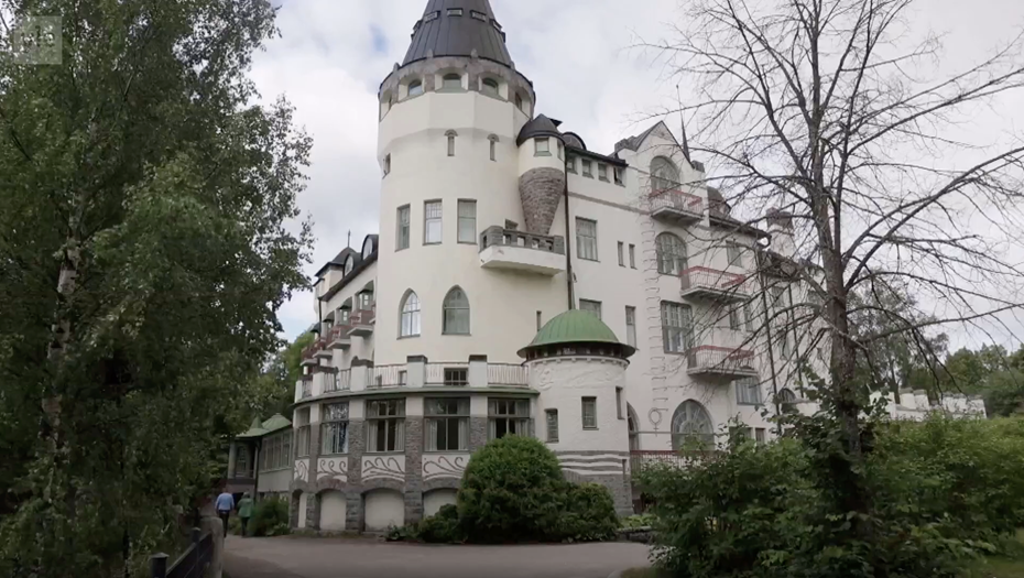    Гостиница в виде замка Imatran Valtionhotelli. Иматра, Финляндия. Снимок с видео. Автор фото: Yle