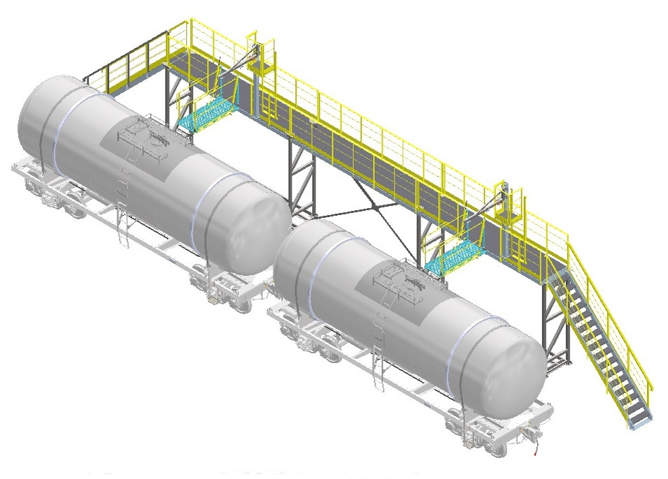 ЖД эстакада на два вагона + консольная страховка