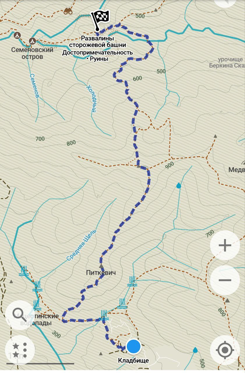 Точка старта - 43.651097, 39.843224 Башня - 43.69135, 39.858459
