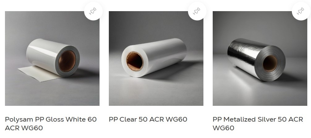 ПП-плёнки с акриловым клеем, ассортимент «Полисам» 
