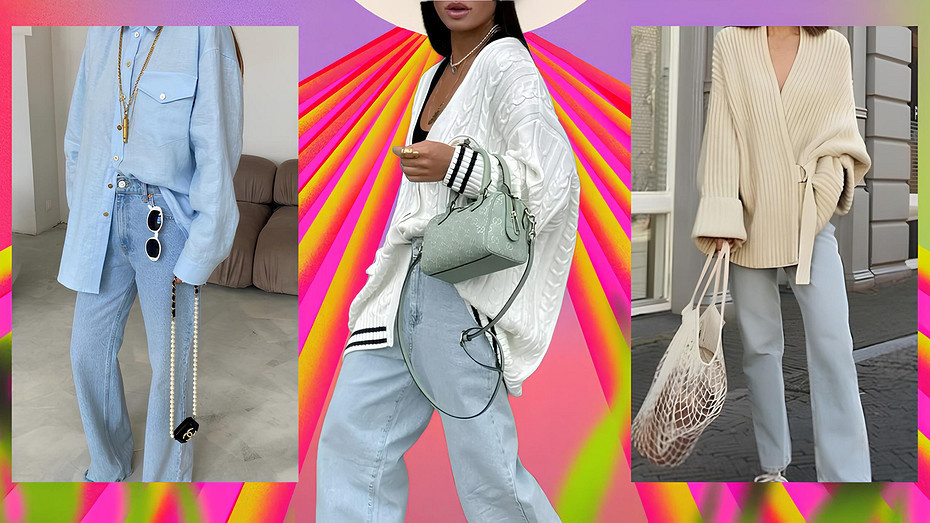 С чем носить голубые джинсы в 2025 году: 6 остромодных цветовых комбинаций
