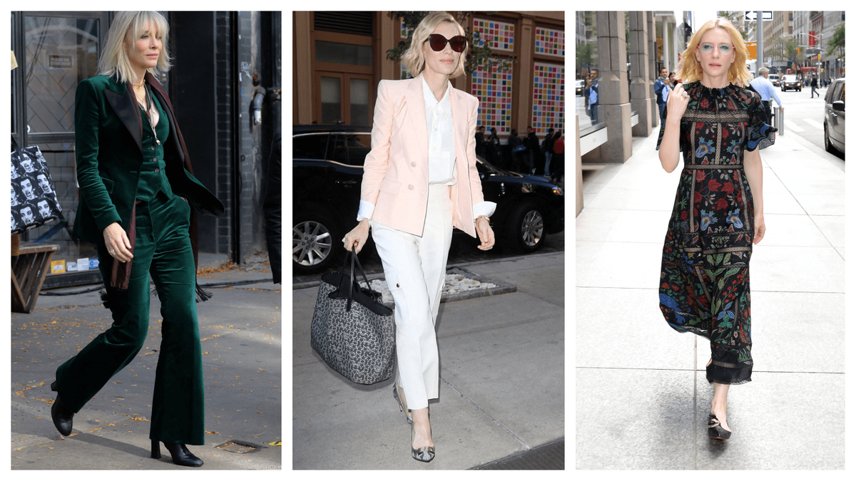 Что носит: Костюмы с чётким плечом, кремовые тотал-луки, гладкие ткани без лишних деталей.