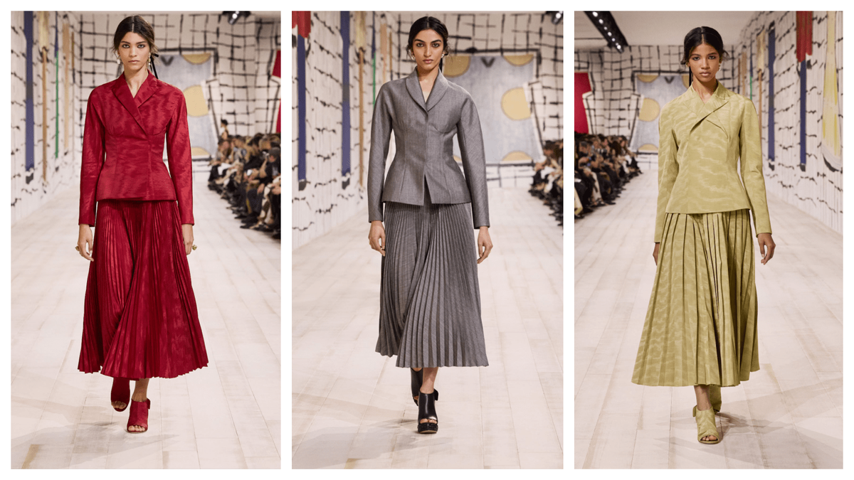 Подиум пример: Dior, Весна/Лето. Бар-жакет в новой трактовке с прямой линией плеч.