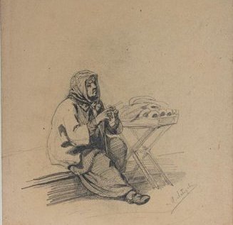 Александр Игнатьевич Лебедев, «Продавщица ватрушек», середина XIX века. © Государственный исторический музей