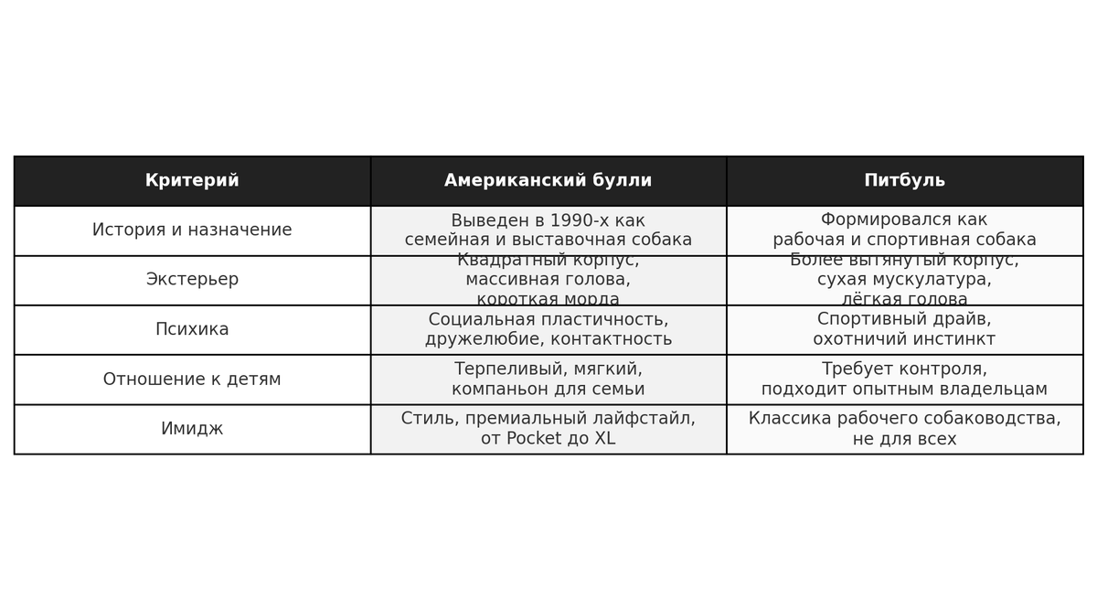 Американский булли и питбуль, основные различия