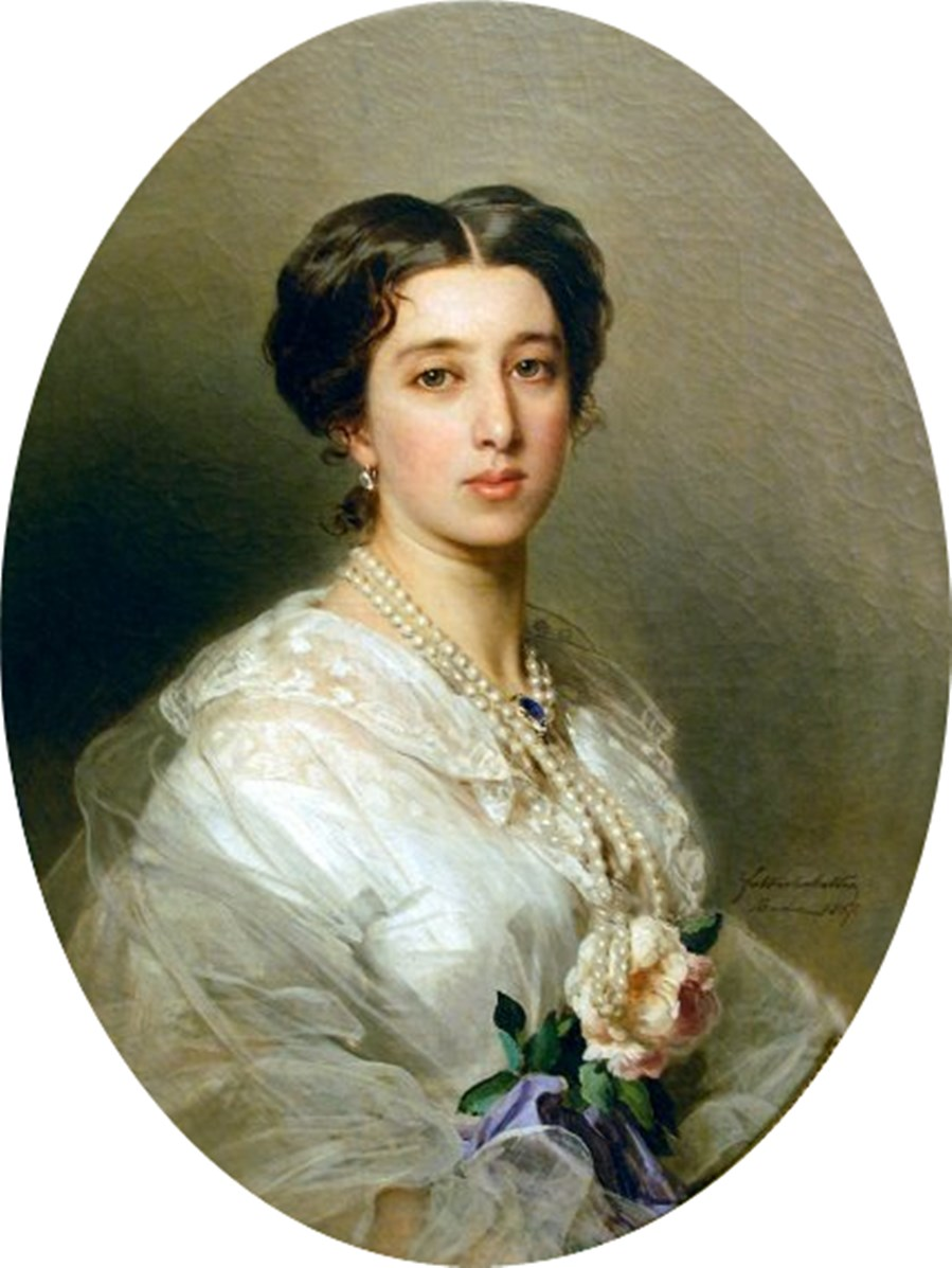 Франц Ксавье Винтерхальтер. Портрет княгини Александры (Лины) Николаевны Гагариной, урождённой графини Гурьевой. 1857 год. Холст, масло. В собрании Галереи современного искусства в Риме.