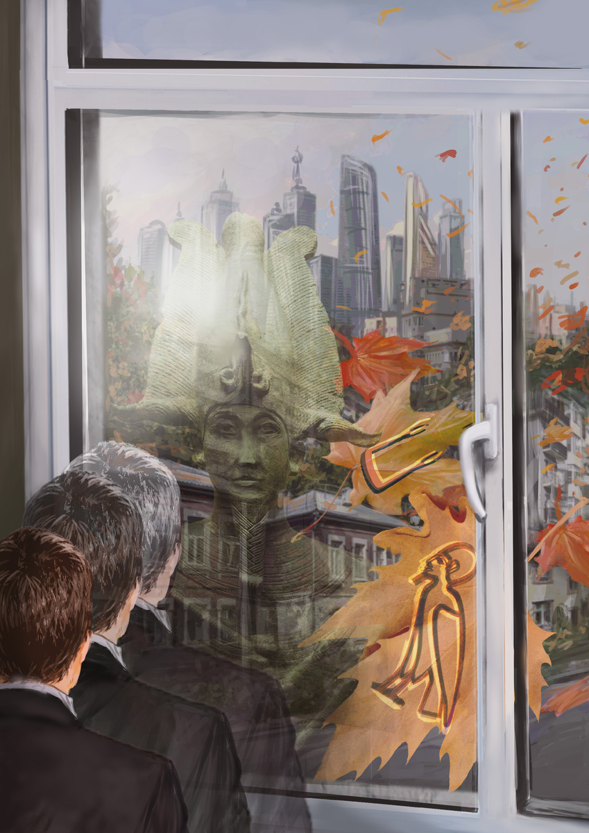 "Осирис", иллюстрация по повести К. Булычёва "Чужая память", комп, руки, без AI. Кожевников АВ, 2024