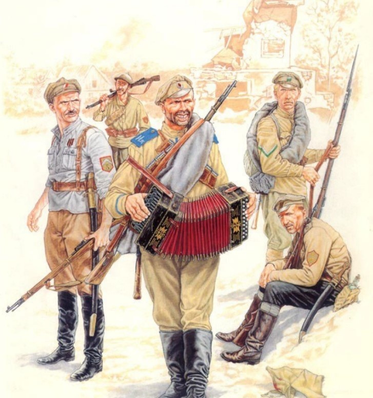 Противники большевиков на востоке России в 1918 году: чехословак, ижевец-воткинец, бойцы Народной и Сибирской армий. 