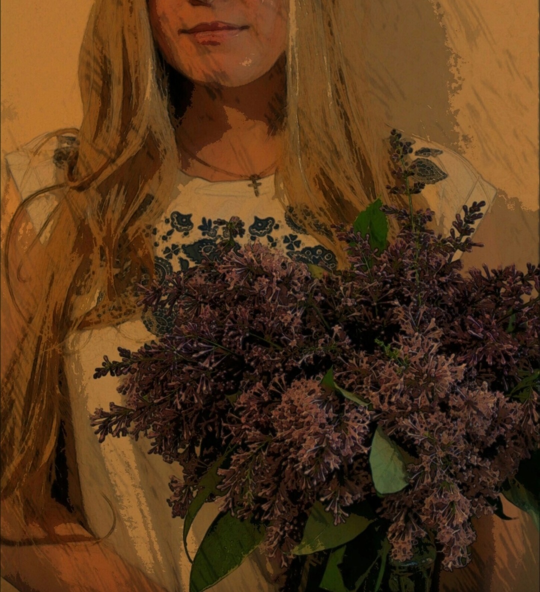 Букета с астрами нет, пусть будет с сиренью)