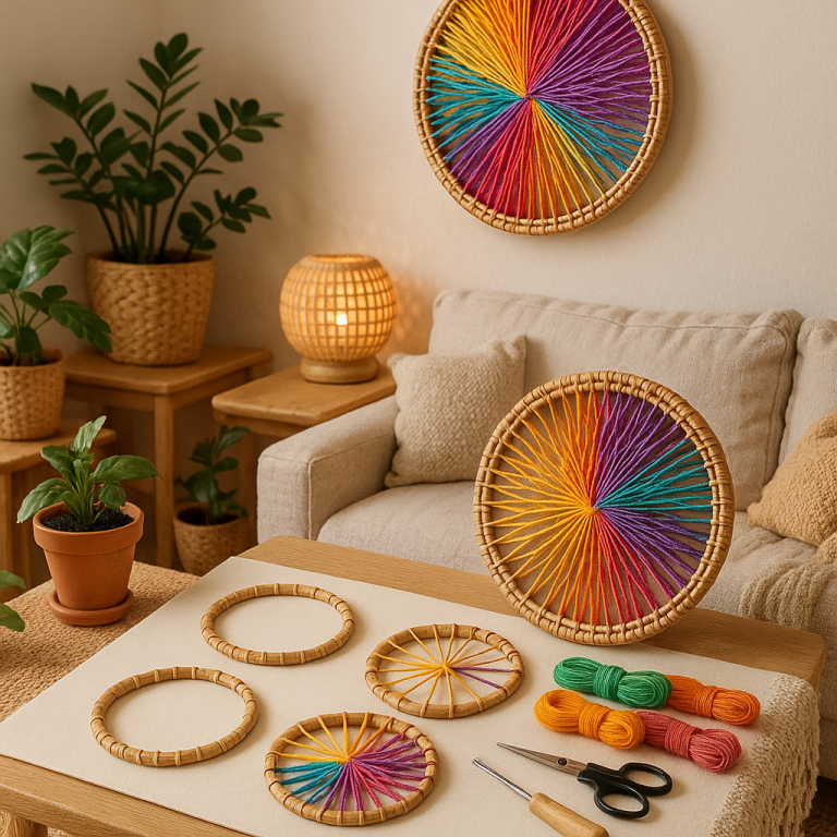    Создайте уникальную картину из ротанга и нитей: пошаговое руководство по технике Rattan string art для домашнего уюта и творчества Loza