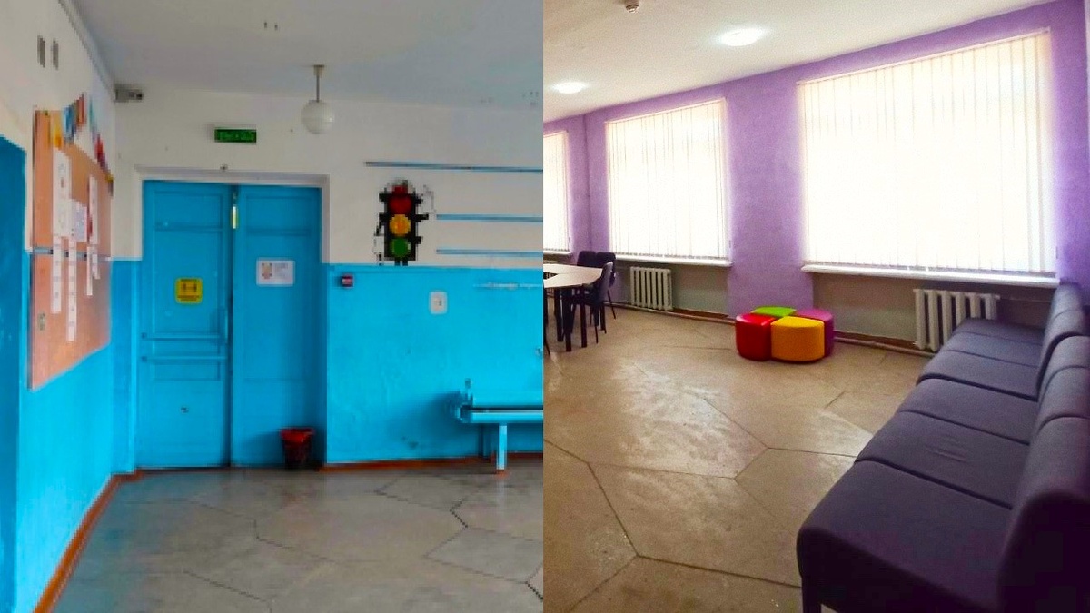 Из унылого синего советского коридора - в яркое и светлое настоящее)