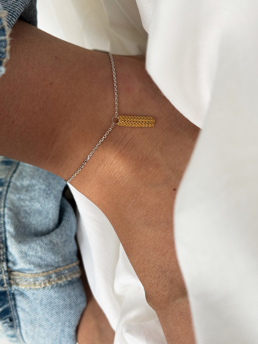 Серебряный браслет на цепочке на ногу «Легкость»