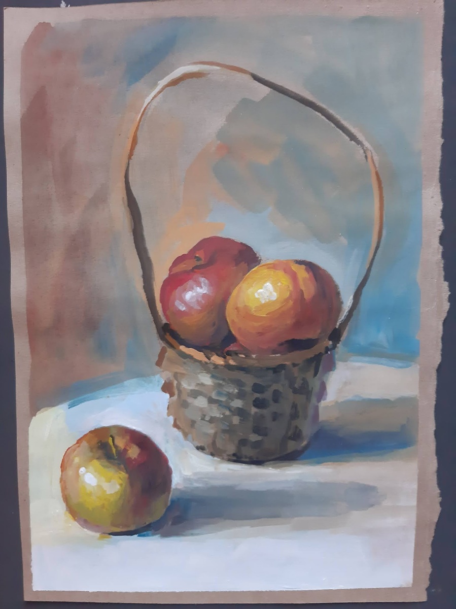 Мои яблоки, нарисованные темперой