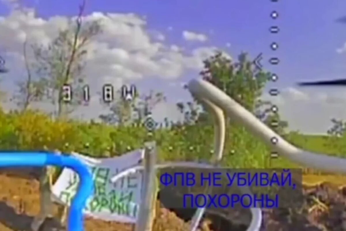    Оператор дрона заметил простынь с надписью «FPV, не убивай, похороны».