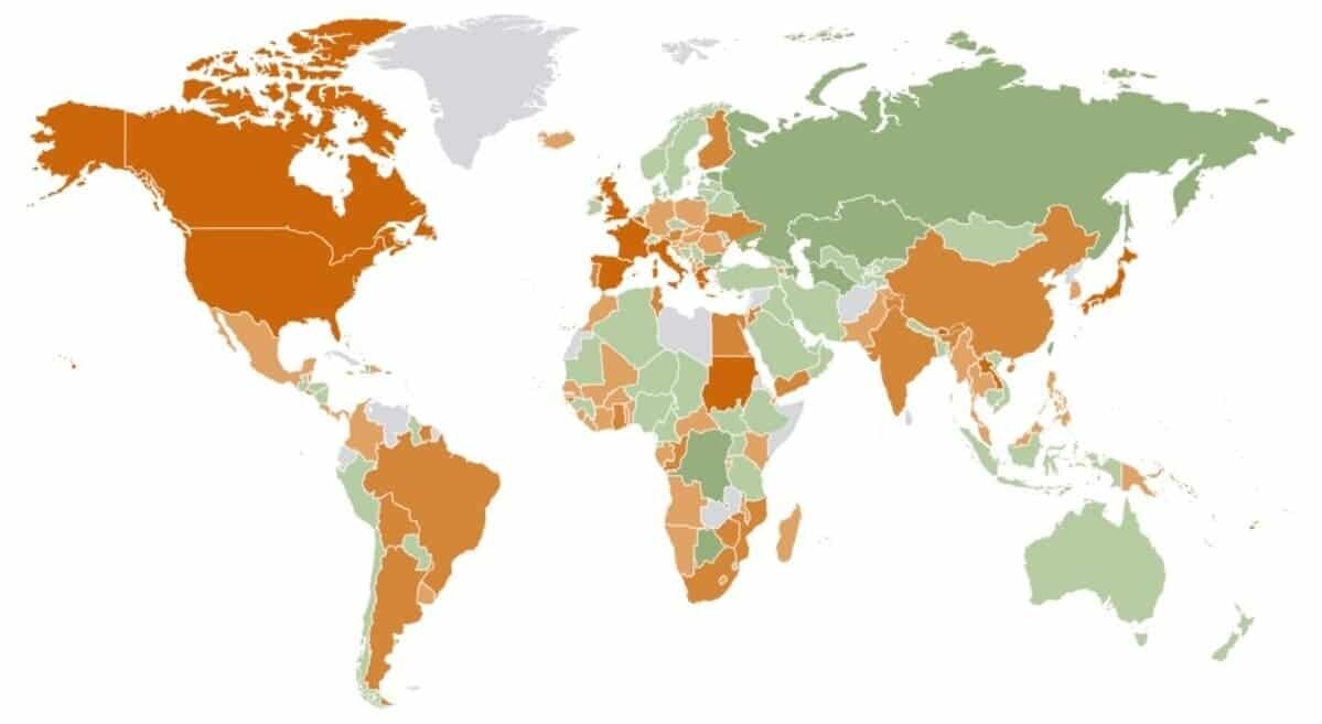   Страны по государственному долгу в процентах от ВВП / © wikipedia