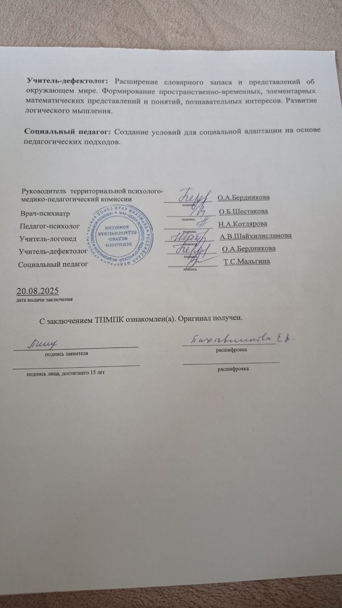 Решение комиссии. С Мироном теперь будут заниматься специалисты. 