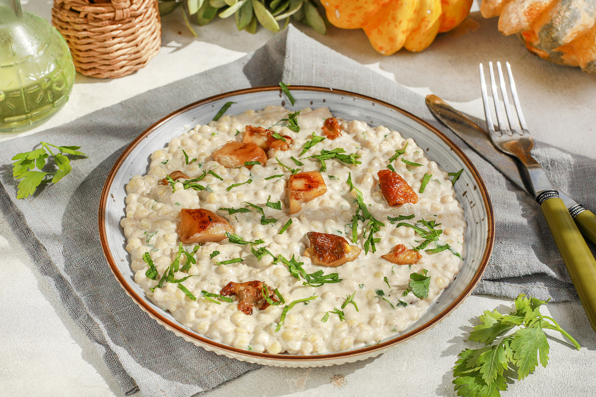 Сливочный птитим с белыми грибами и шампиньонами