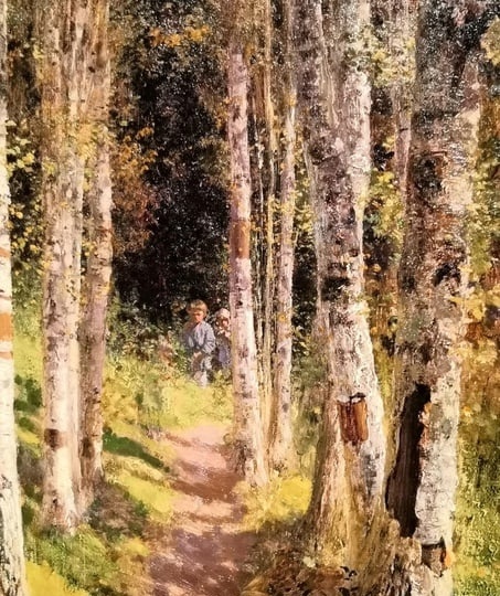 Светлая березовая роща, репейник, яркая зелень на картинах В. Поленова