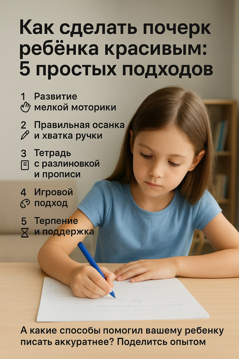 ✍️ Как сделать почерк ребёнка красивым: 5 простых подходов