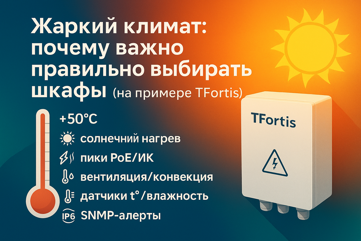 уличный узел связи TFortis PSW-2G8F+UPS-Box (IP66) с мониторингом микроклимата