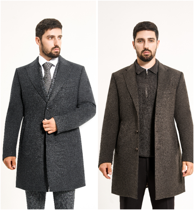 Примеры мужских пальто в сером цвете Mazaltovman: классический и деловой образ