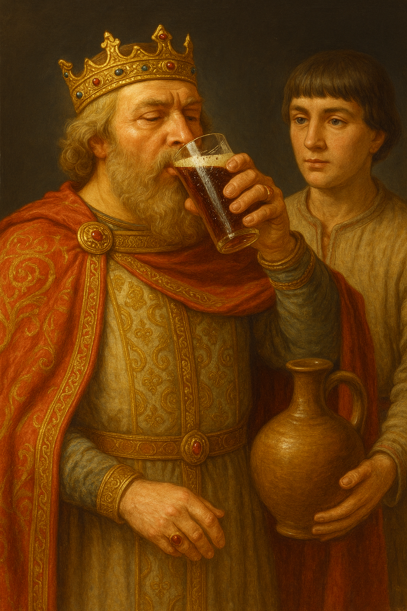 князь Владимир пьет квас .рядом прислуга