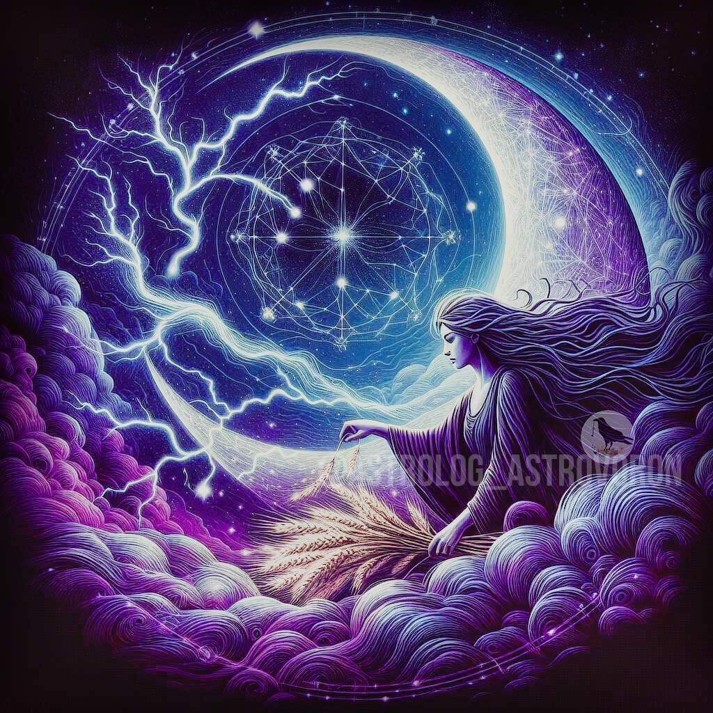 Новолуние в Деве. Иллюстрация создана автором канала АстроВорон. Мистерии Зодиака (с)